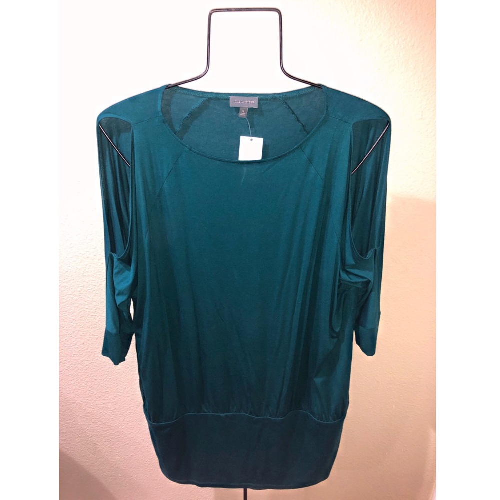 Open / Cold shoulder blue banded top